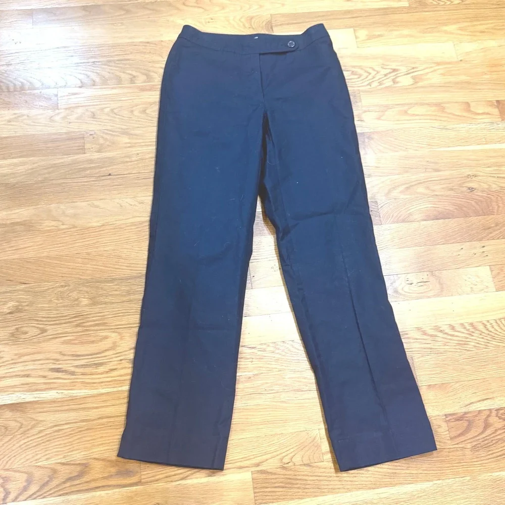 Liz Claiborne Lizsport Petite Audra Navy Blue Straight Leg Pants‎ 6P Side Zip